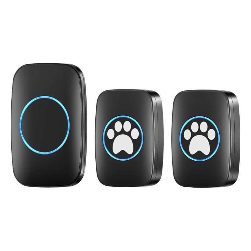 Wireless Dog Doorbell with Touch Button for Potty Training - Includes Receiver and Transmitter Black European standard