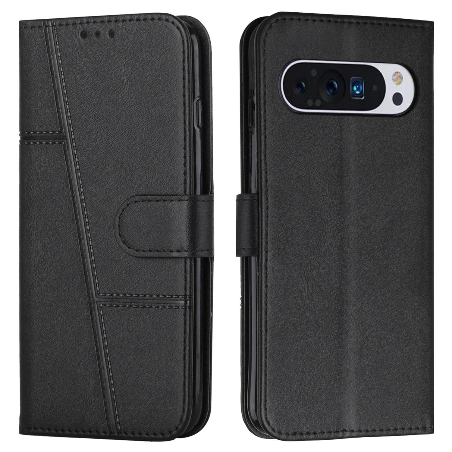 

For Google Pixel 10 Pro/10/9 Pro/9 Case Flip Wallet Card Slots Leather Phone Cover Black