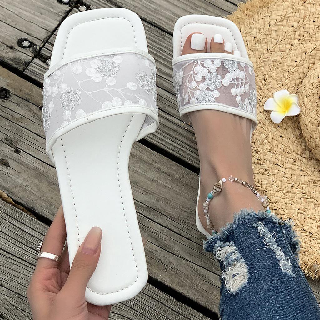Women Modern Slippers Summer Outdoors Sandals Comfortable Flat Slippers Luxury Leather Slippers Casual Shoes Home Slides Women