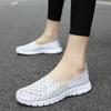 Summer New Woven Large Size Women's Shoes Hollow Breathable Elastic Lazy Shoes Fashionable Breathable Single Shoes