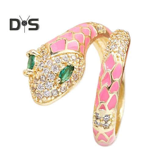 

Женское кольцо на палец с регулируемым отверстием, сверкающие стразы, кольцо в форме змеи, коктейльное ювелирное украшение для вечеринки, подарок розовый