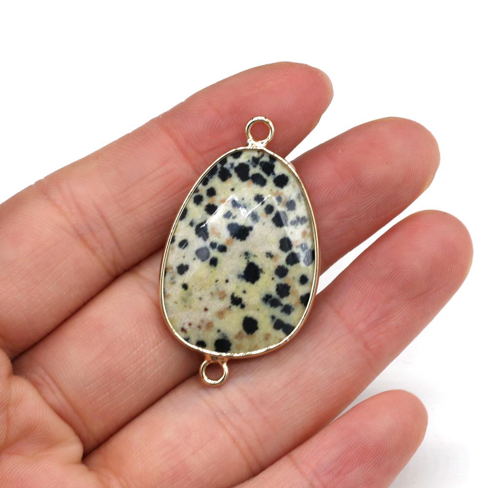 1Pc Faceted Water Drop Natural Stone Connector Pendant 22×38mm Golden Zinc Alloy Bezel Wrapped Double Loops Gemstone Link Charm For DIY Jewelry Making