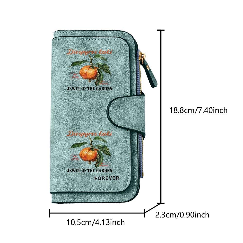 1pc Persimmon Print Casual Long Zipper Wallet, Large Capacity Card Holder, Unisex Clutch Bag, Fashionable Zipper Coin Purse, Suitable for Daily Use,