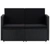 2 Seater Garden Sofa with Cushions Black Poly Rattan