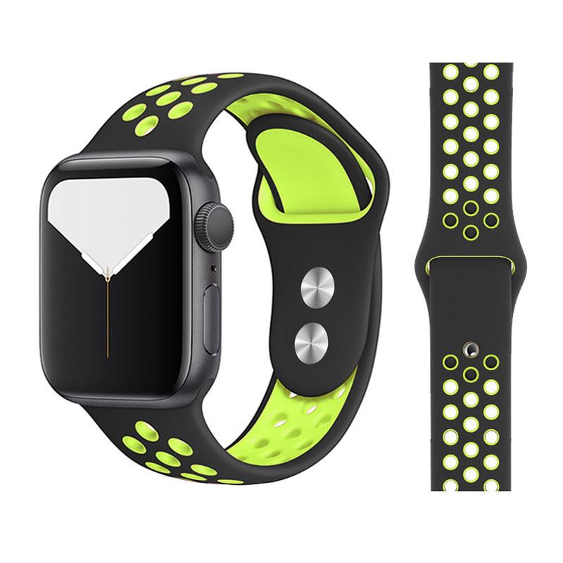 Neues atmungsaktives Silikon-Sportarmband für Apple Watch 5, 4, 3, 2, 1, 42 mm, 38 mm, Gummiarmband, Armbänder für Iwatch 5, 4, 3, 40 mm, 44 mm