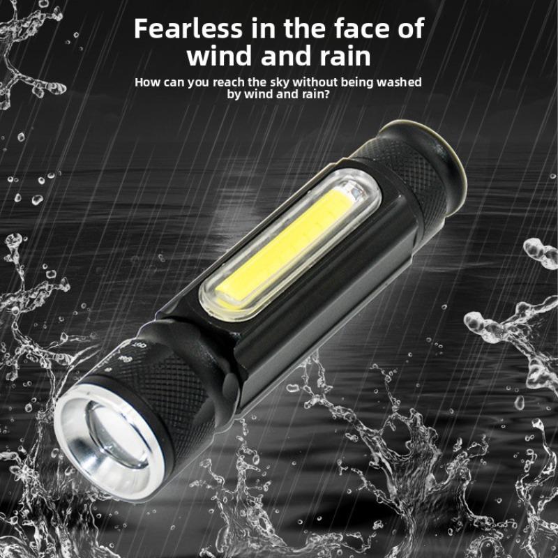 Super Bright T6+COB LED Flashlight - Rechargeable Magnetic Work Lamp, Telescopic Zoom & Long Battery Life Emergency Torch