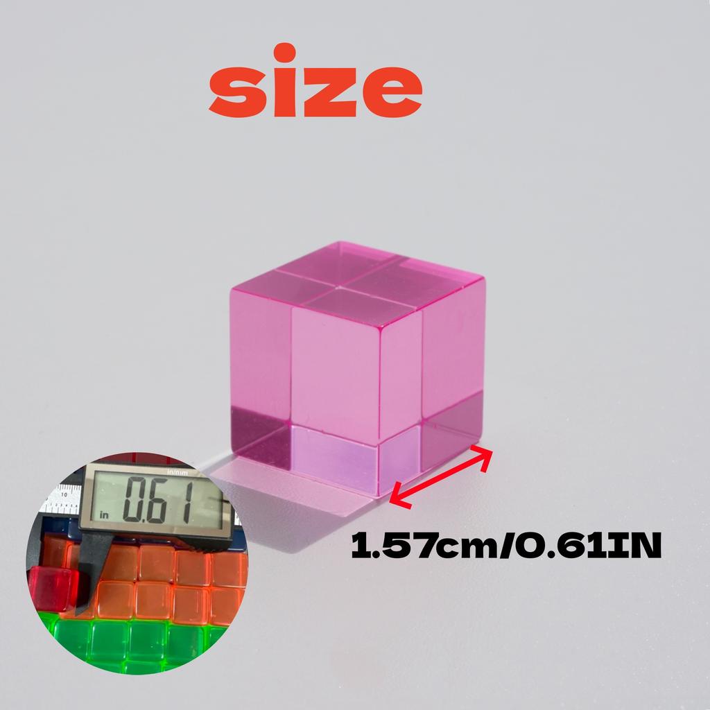 50/98Pcs Rainbow Crystal Acrylic Cubes Stacking Gem Blocks Sensory Building Blocks For Kids Learning Color Light Shadow Toy