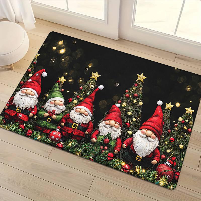 Flannel Thickness 0.47inch - 1pc New Christmas Character Welcome Doormat, Holiday Decorative Printed Non-Slip Absorbent Mat Area