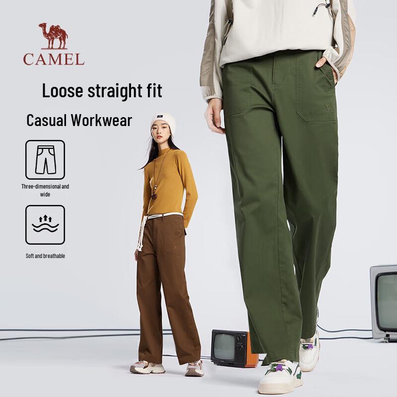 CAMEL Women s Cotton Blend Straight-Leg Cargo Pants M