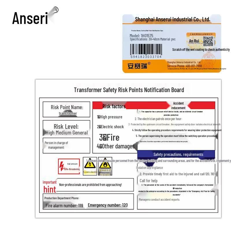 Ansell Safety Risk Point Warning Sign