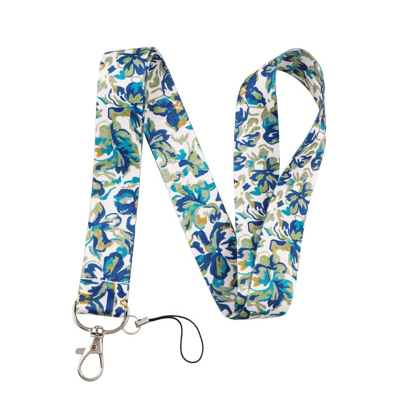 Badge Holder Long Strap Phone Anti-Loss Belt Anti-Loss Lanyard Phone Neck Strap Fresh Flowers Art Mobile Phone Charm Pass