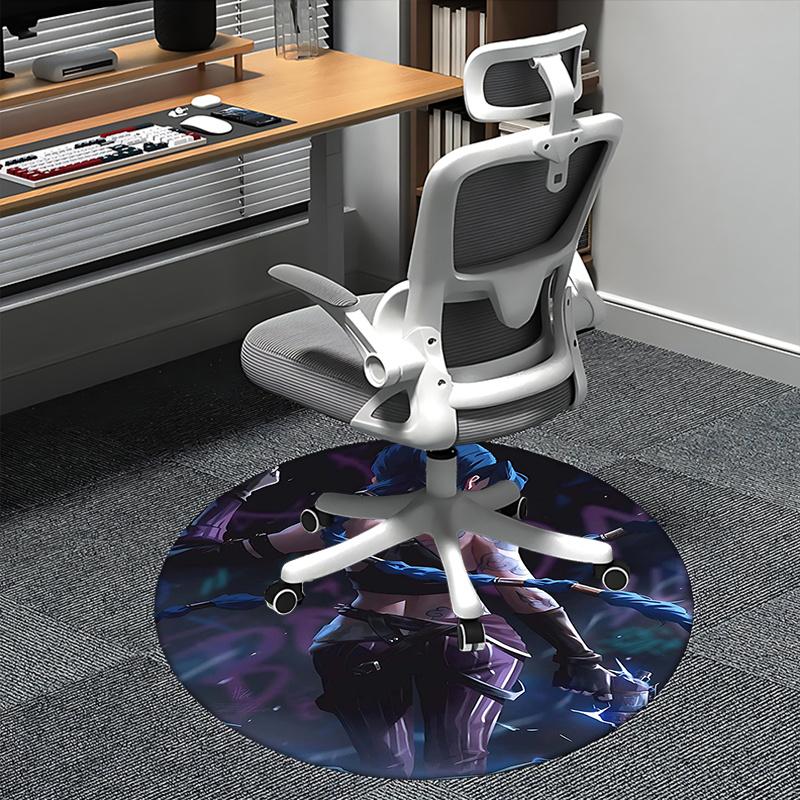 

Jinx (League of Legends) Chair mat Round Rug-Office carpet, Machine Washable, Non-slip, Suitable for Living Rooms, Bedrooms 80cm
