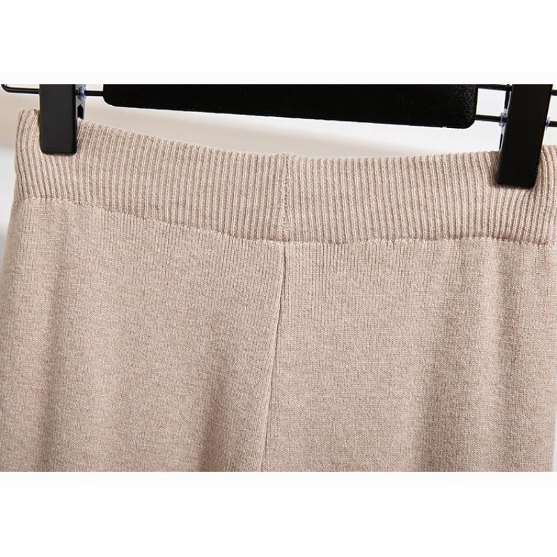 Dimanaf 2025 Autumn Plus Size Harlen Knitted Pants New Women Fashion Loose Vintage Wide-leg Pants