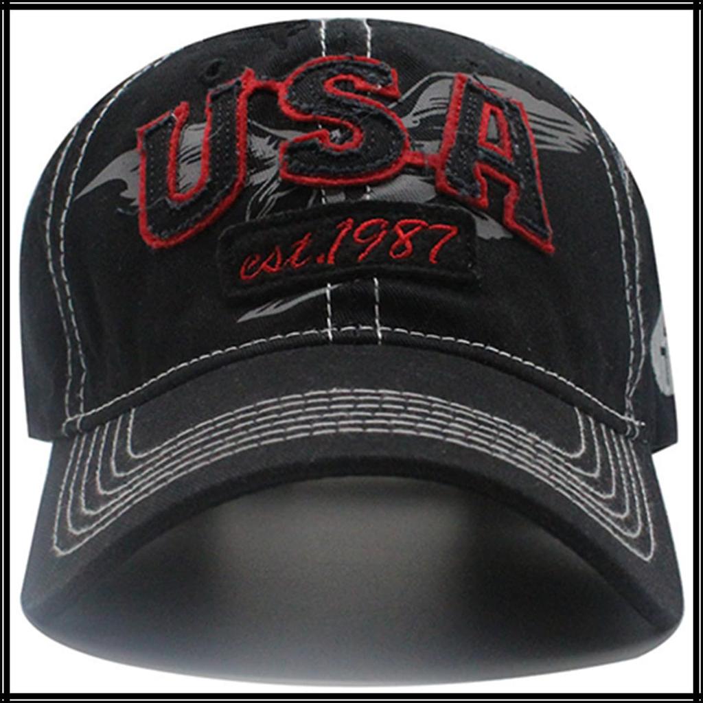 Eagle Cap Hat with English Letters and Cool CZ179 [White Fang] Brim, Logo, Outdoor, Casual, Men's, Women's, (Black)