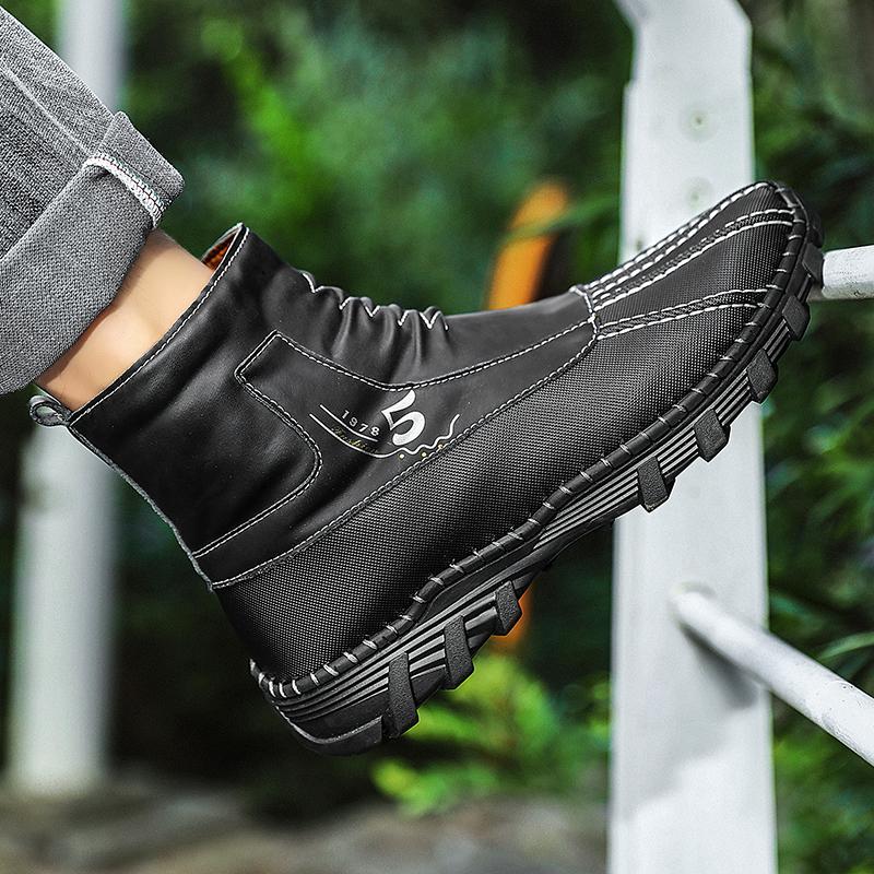 Men’s  Rubber Boots & Galoshes Hiking Boots Khaki Casual Retro Men’s Outdoor Wide Shoes Boots Plus Size Anti Slip