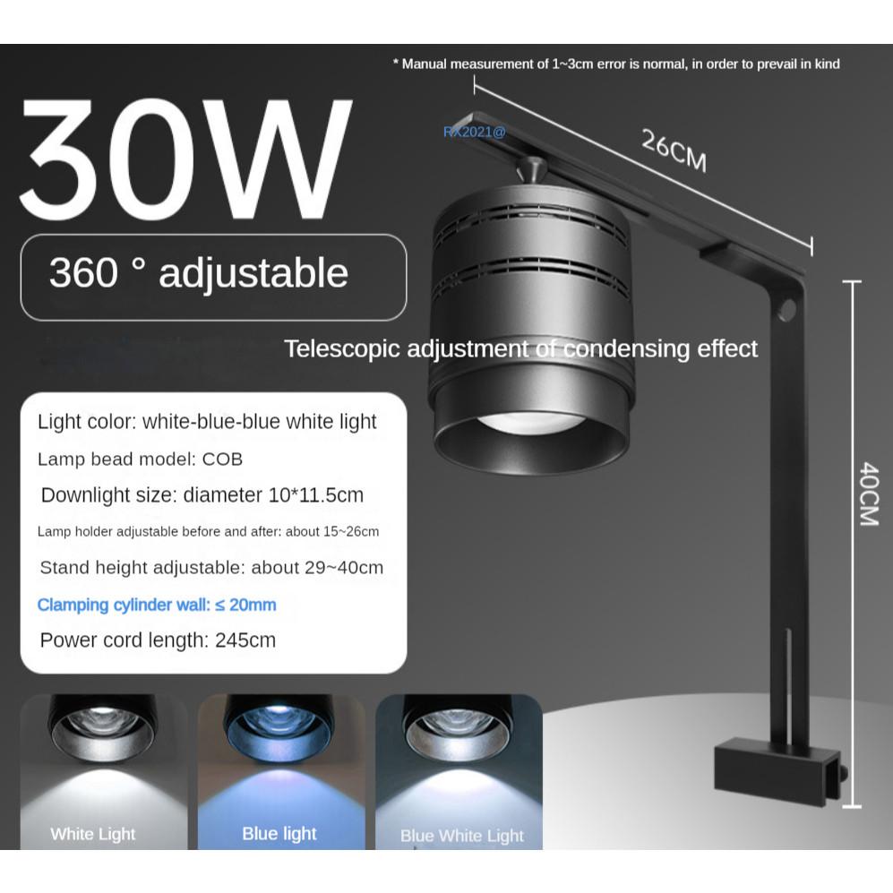 30W/50W Aquarium LED Lamp Fish Tank Aquatic Plant Light Brightening Promote Growth Full Spectrum WRGB Output Moss Downlight