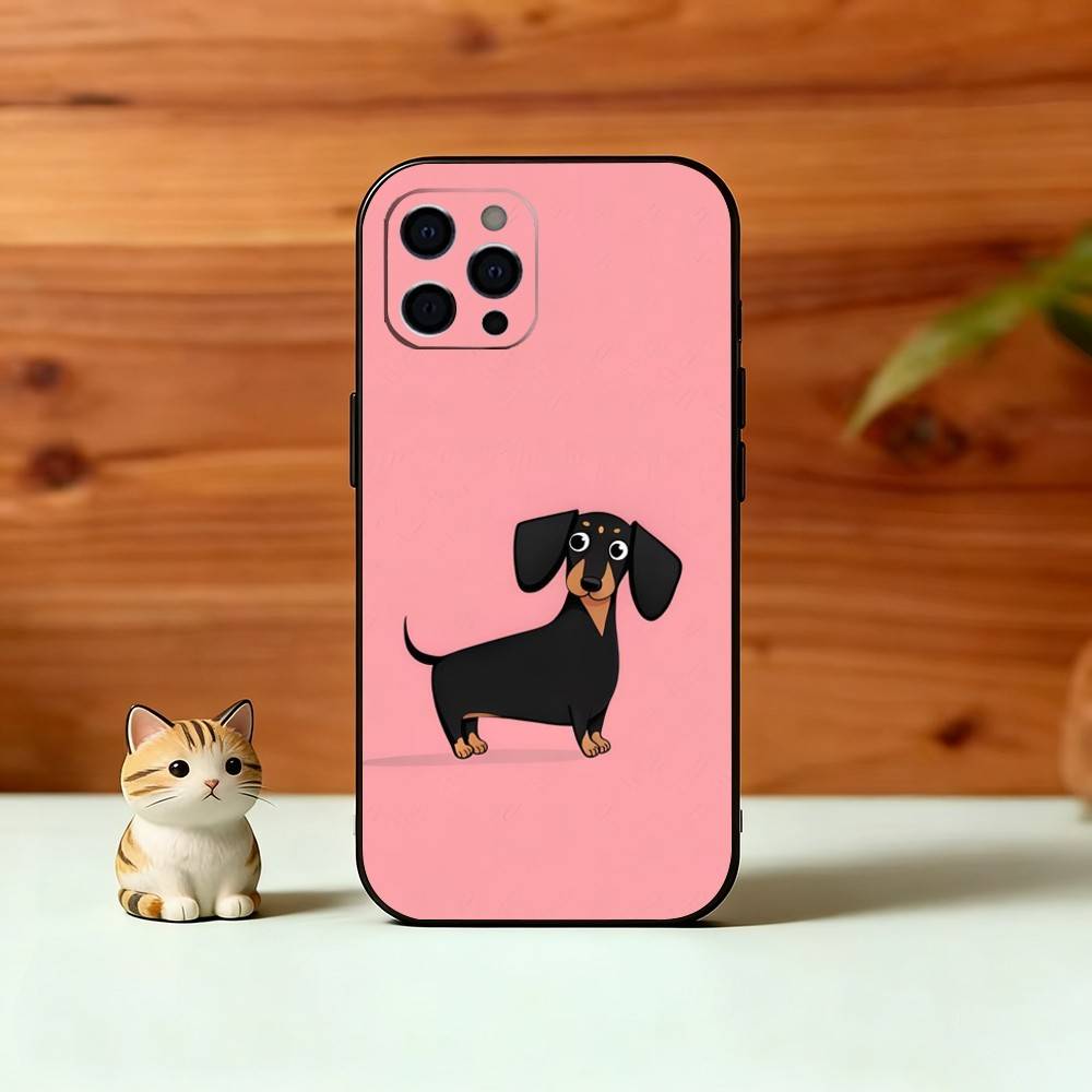 C-Cute C-Cartoon D-Dackel Handyhülle Für iPhone 17, 16,15,14,13,12,11 Plus,Pro Max, Andere Weiche Schwarze Hülle
