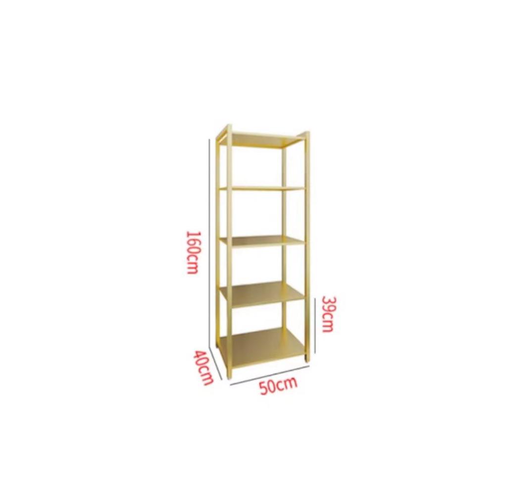 Gold Wrought Iron Floor-Standing Clothing Rack for Children's & Women's Wear