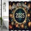 2025 Happy New Year Shower Curtain, Bathroom Decorative Shower Curtain, Waterproof Shower Curtain with Hooks