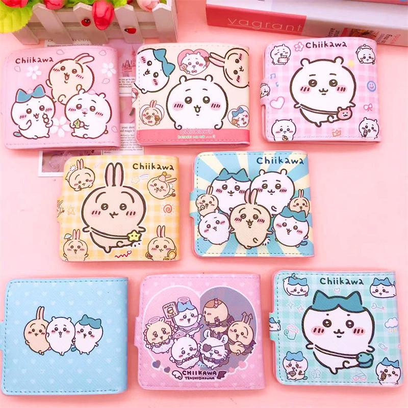 Kawaii Chiikawa Coin Bag Cute Cartoon Pu Leather Wallet Short 2-Fold Money Change Pouch Lovely Casual Card Holder With Buttons