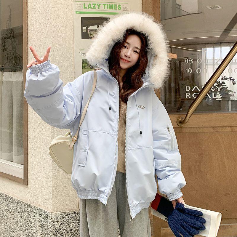 Winter Hooded Cotton Coat Women Thickened Parka Jacket Versatile Workwear Fashion Outwear