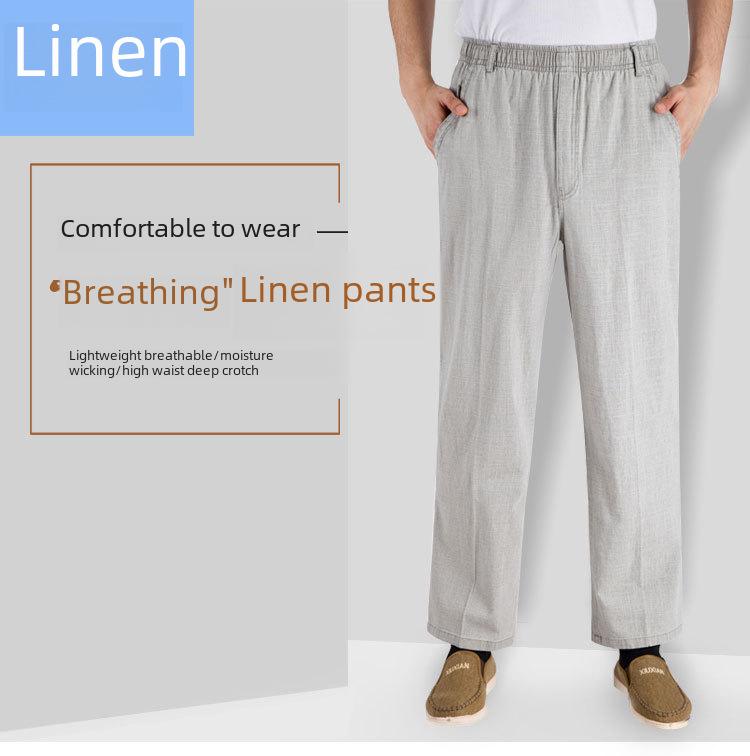 Men's High-Waist Linen Blend Pants: Breathable, Casual Fit for Summer