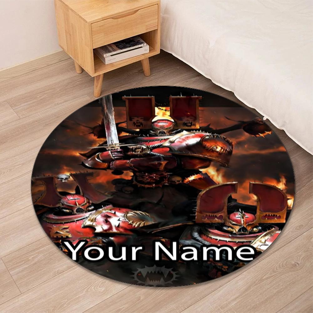 Custom Name Total War Warhammer Printed Round Rug Carpet Chair Rug Area Rug Entryway Doormats,for Office Chair Living Room Bedroom Kitchen Room.