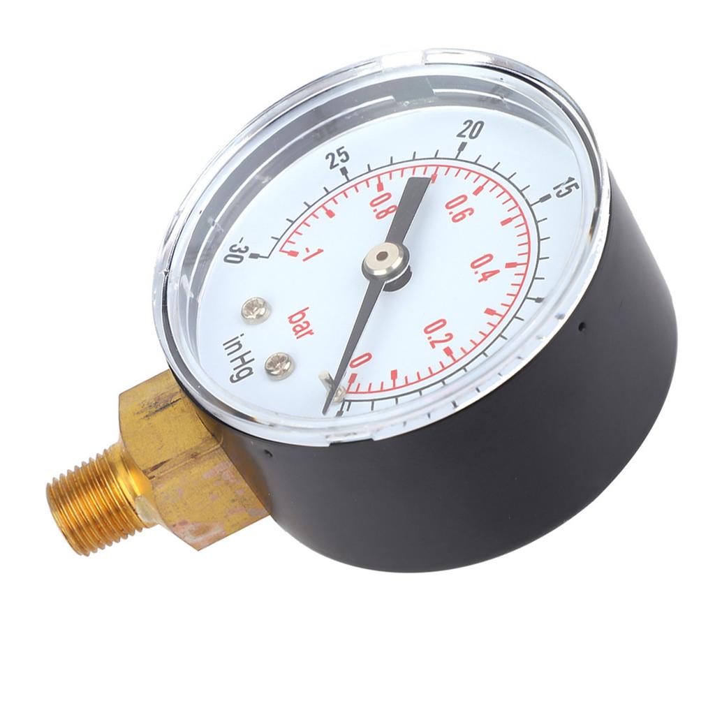 Vacuum Gauge  1 0Bar  30 0inHg 50mm 1 8 BSPT Bottom Connection for Air Water Oil