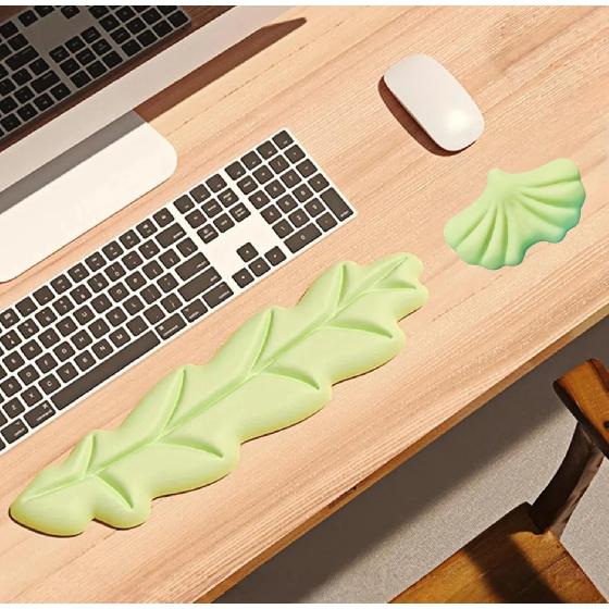 Angel Wing Wrist Rest Ergonomic Memory Foam Wrist Rest for Computer Keyboard Mouse Set, Cute Gaming Keyboard Cushion Hand Support PU Leather Surface