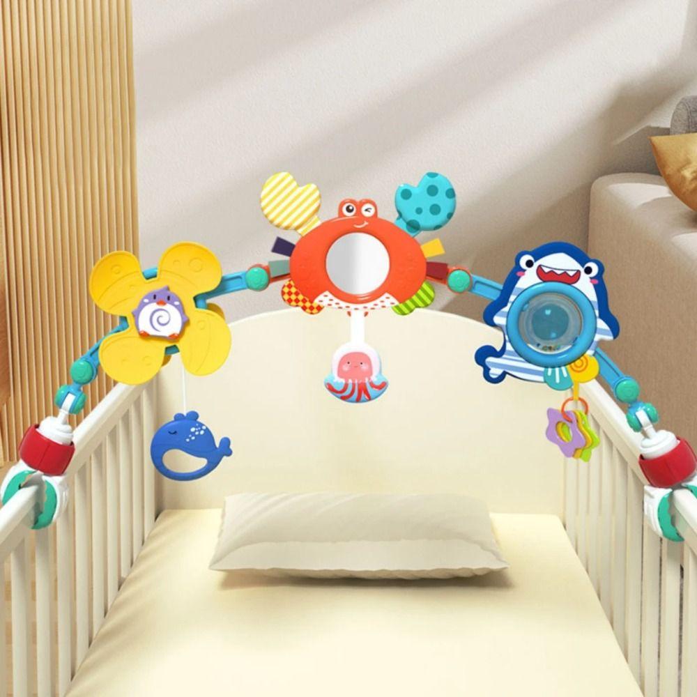 Crab&Shark Crib Hanging Bell Easy Fold Infant Grab Exercise Baby Interactive Toys  Bouncer