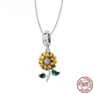 Collier pendentif tournesol vintage en argent sterling 925 pour femme, cadeau de Saint-Valentin, bijoux fins