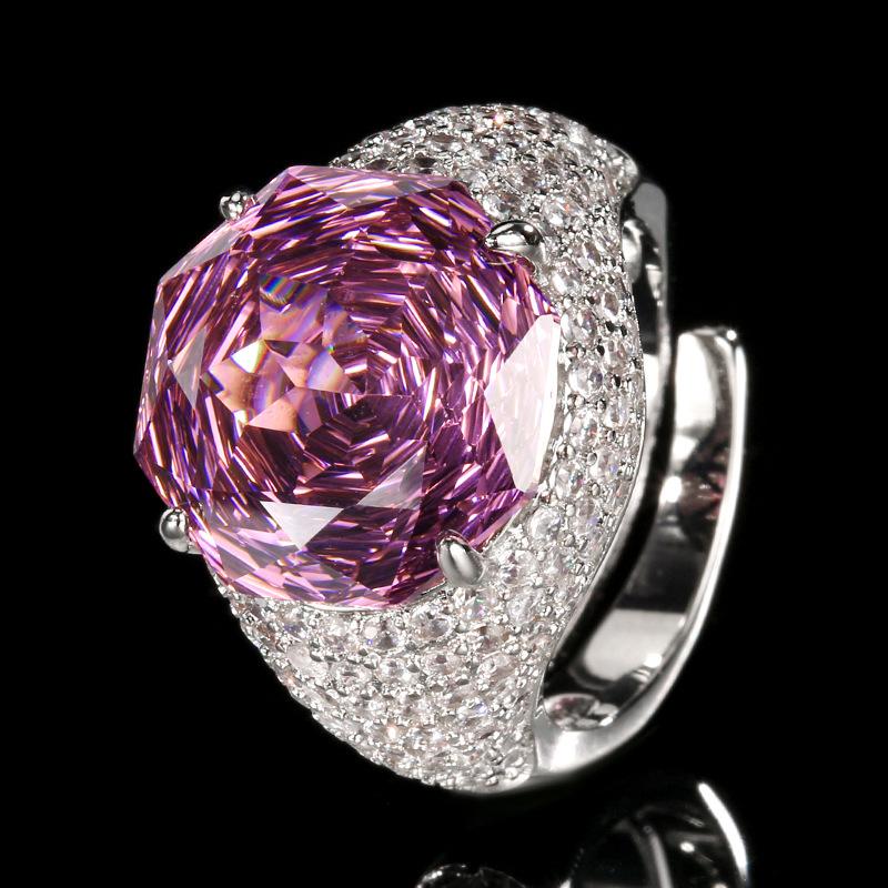 Jewelry Copper Bottom Gold-Plated Imitation Rose Cut Para Green Retro Ring Main Stone 14Mm