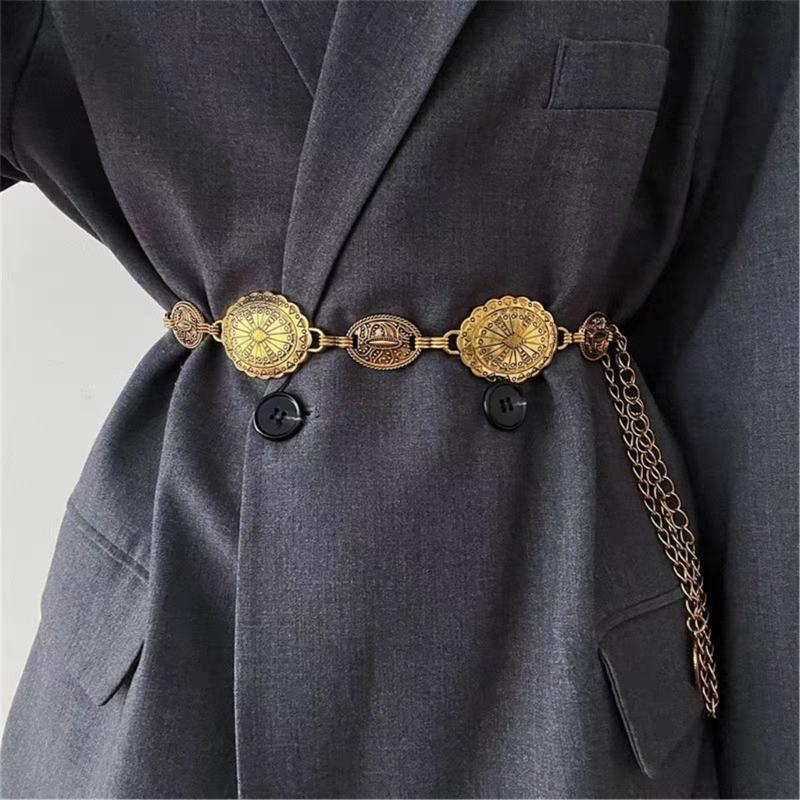 Bohemian Ethnic Style Metal Waist Chain Adjustable Length Belt Stylish Body Jewelry for Festivals and Beach Parties