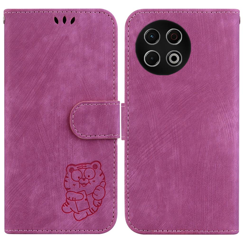 For TECNO Spark 30 Pro 4G Wallet Case Tiger Imprint Leather Shockproof Phone Cover with Wrist Strap