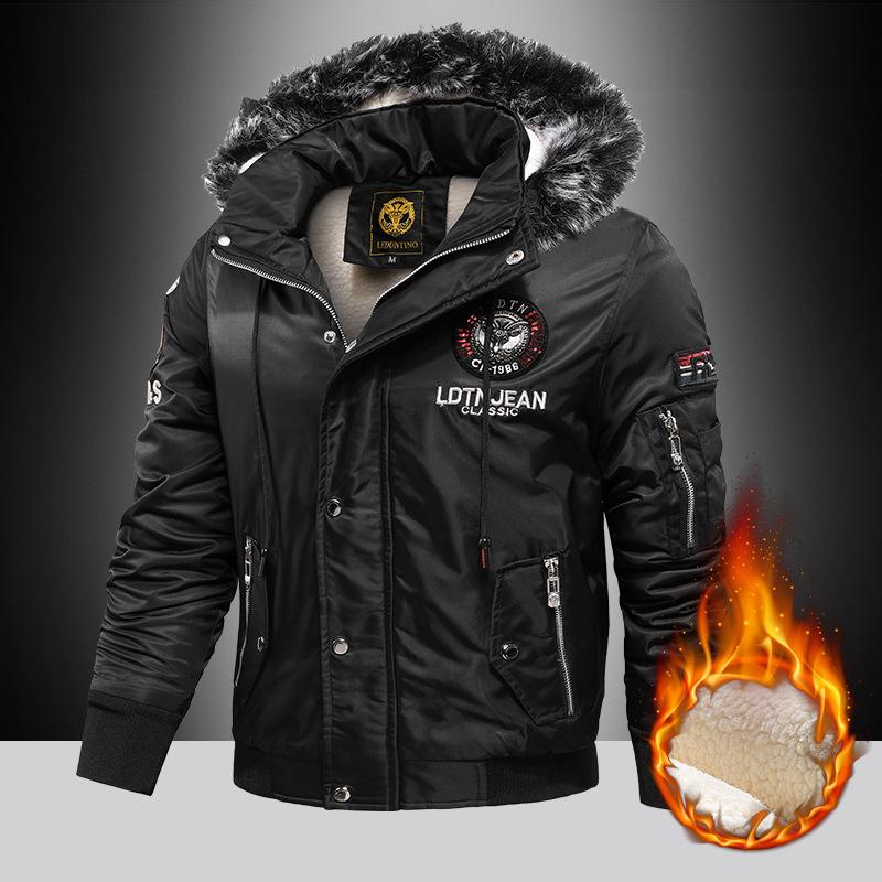 Outdoor Casual DownParkas Coat Oversize Plus Velvet Thick  Brand Keep Warm Winter Men's Black Red Padded Oversized Jacket