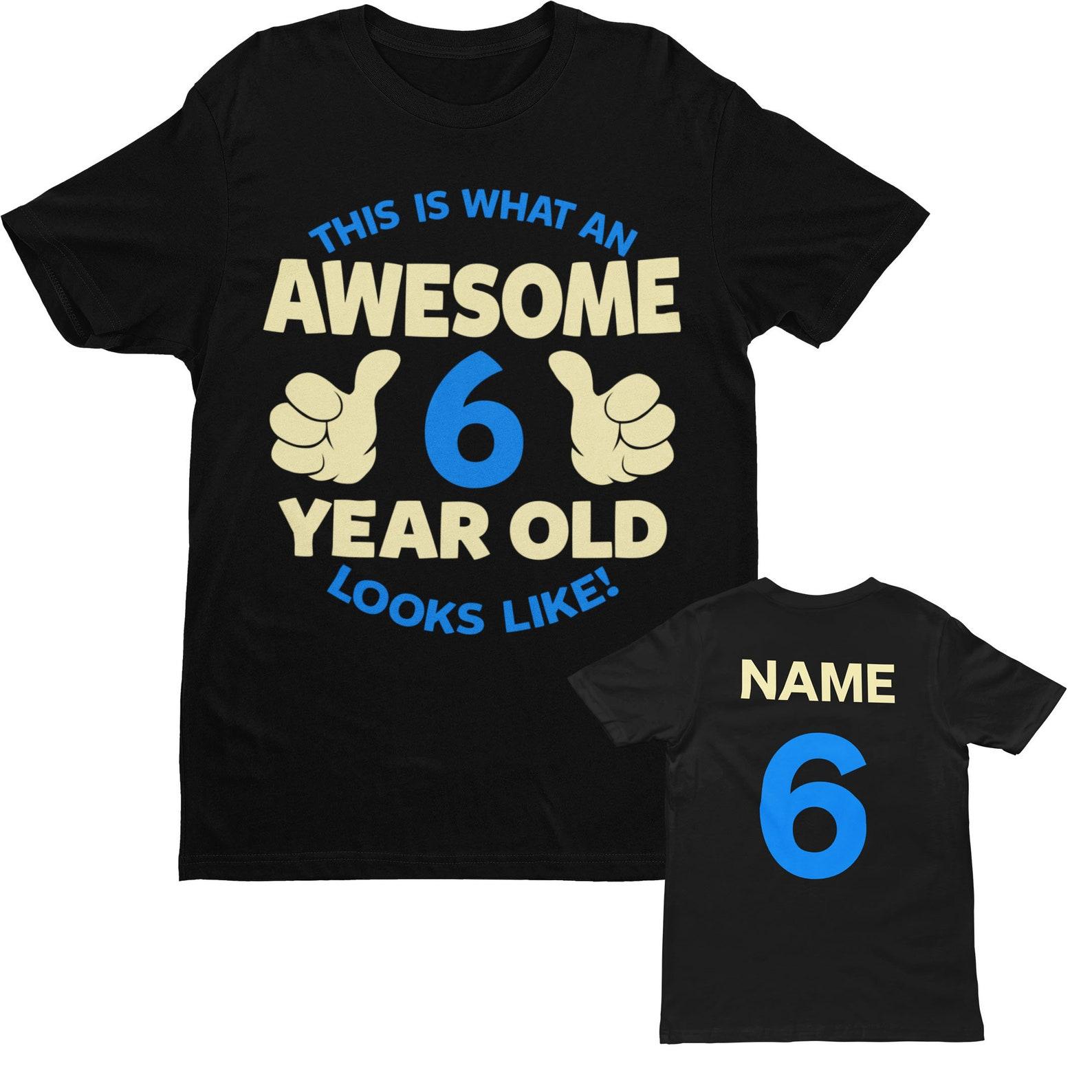 Personalized 6th Birthday Boy T-Shirt, Awesome Kid Design 2XL