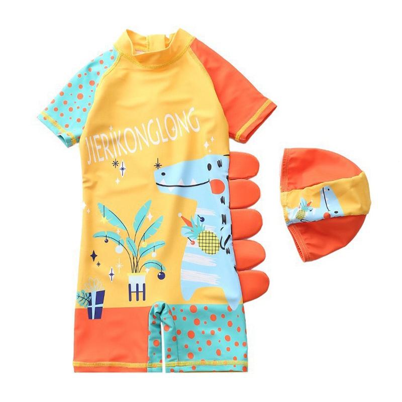 Baby Toddler One Piece Zip Sunsuits with Sun Hat Infant Beach Swimsuit