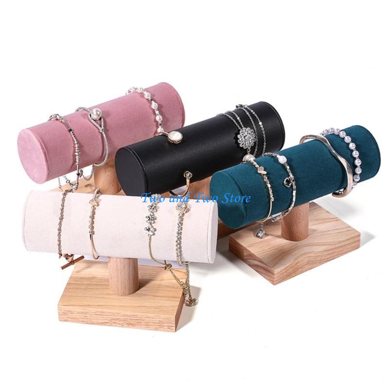 HX6F Wooden Display Stand Jewelry Storage Shelf Bracelet Bangles Wristchain