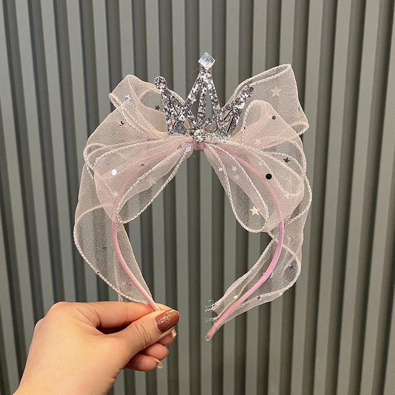Sommer Prinzessin Krone Strass Schleife Stirnband für Mädchen – Koreanischer Stil Haarschmuck