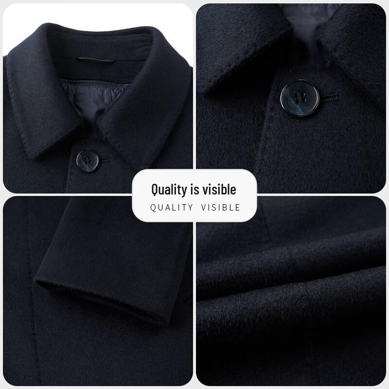 Firstview Men's Wool Blend Lapel Overcoat with 90% Down Lining