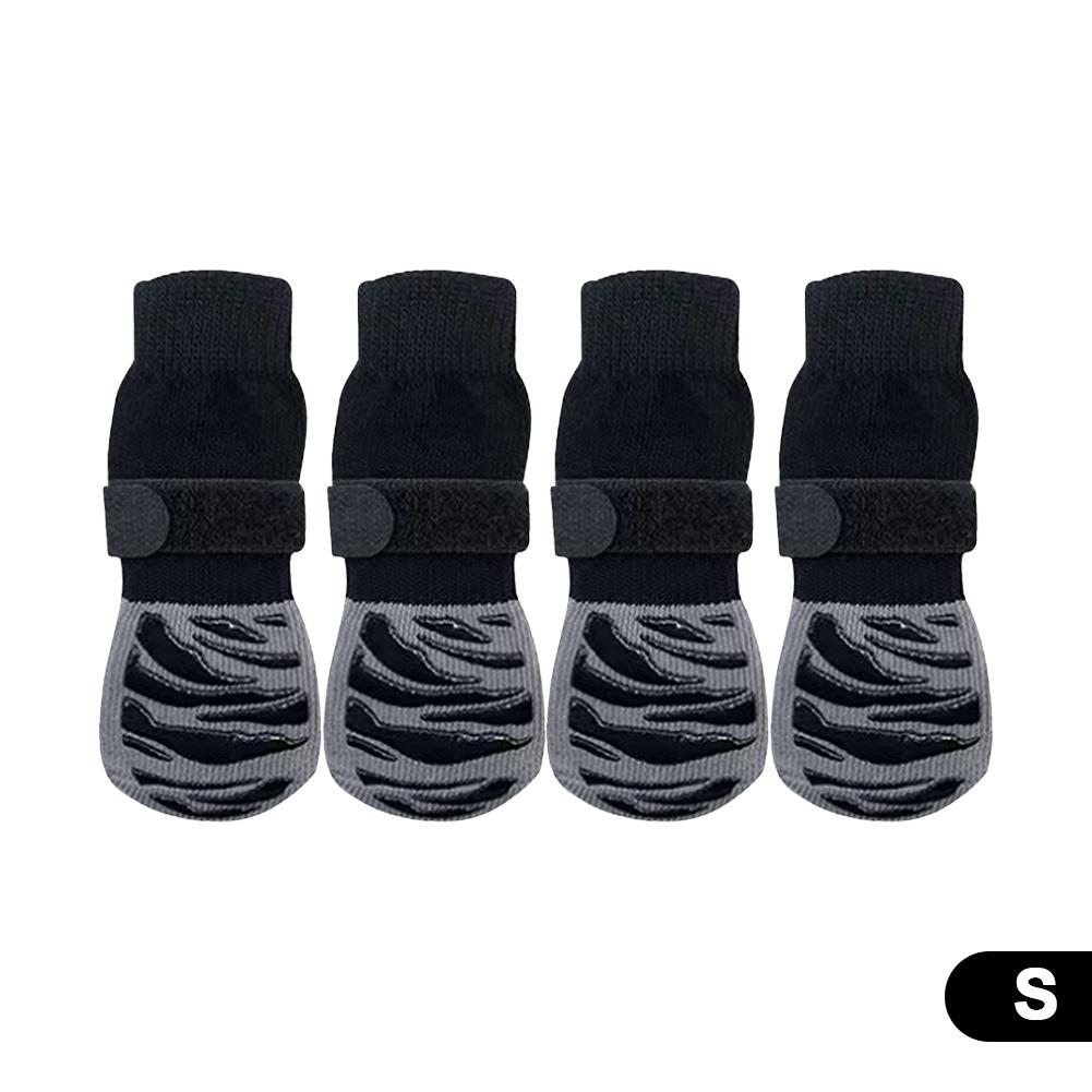 4Pcs/Set Anti-slip Protect Paws Dog Socks Black Tie Anti-shedding Breathable Non-slip Socks for Medium Large Elderly Puppy Socks