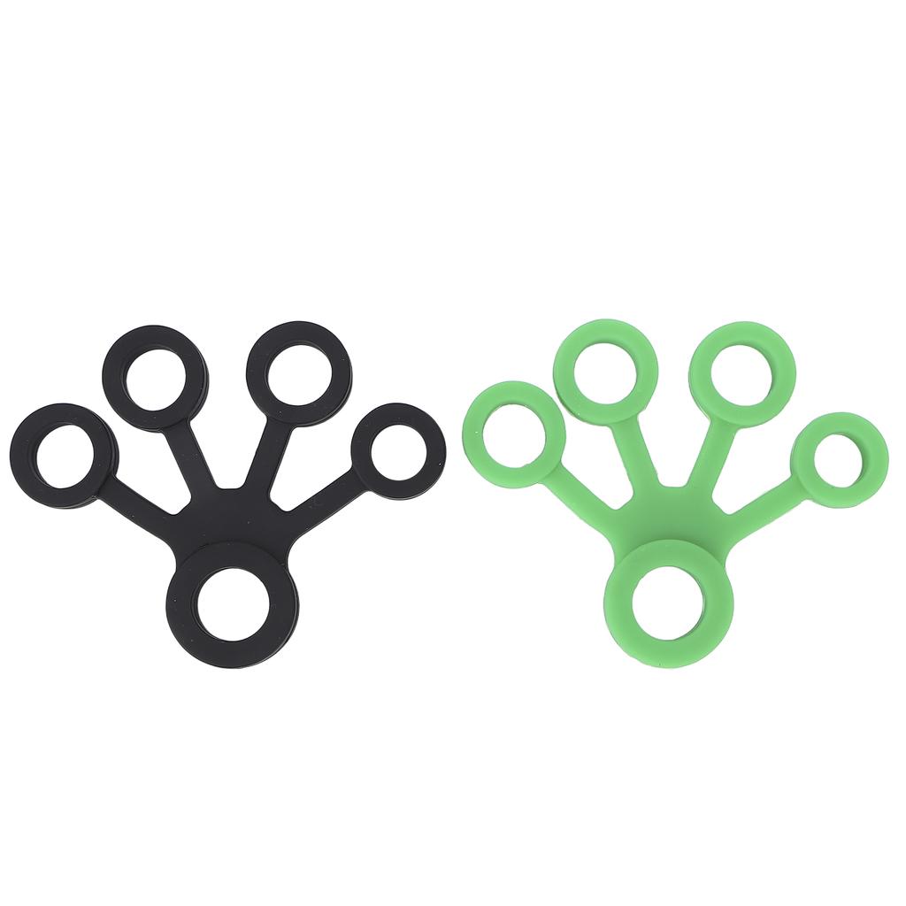 2 Stück Silikon Fingerdehner Tragbare Elastische Hand Widerstandsbänder Stärker 11LB (Dunkelgrün Schwarz)