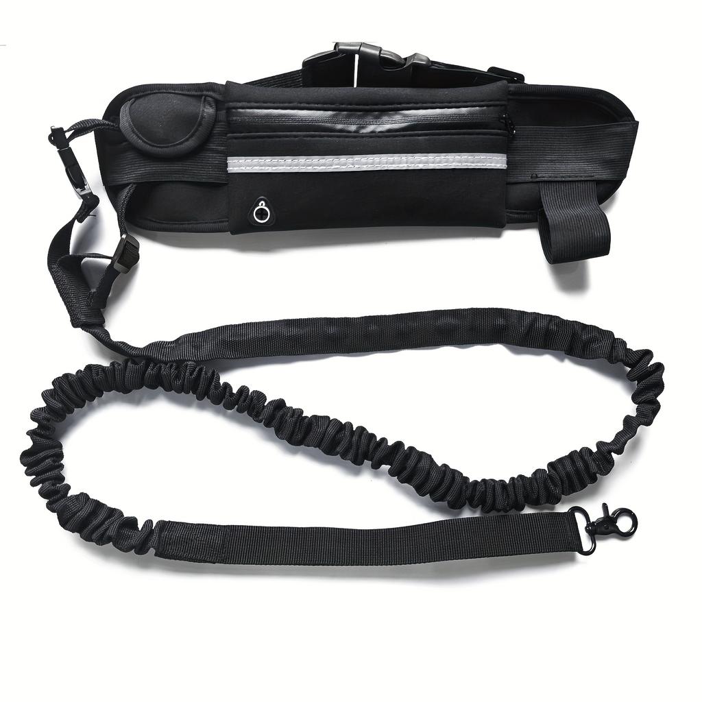 Reflective Dog Leash with Zipper Hands Free Pouch Waist Bag for Running Walking Durable Belt Dog Traction Rope Pet Accessories