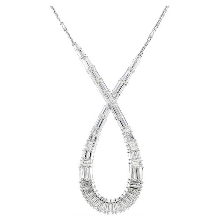 

Swarovski Hyperbola Double Curve Design Rhodium Plated Necklace Women necklace Silver 5679438 Box (Random Color)