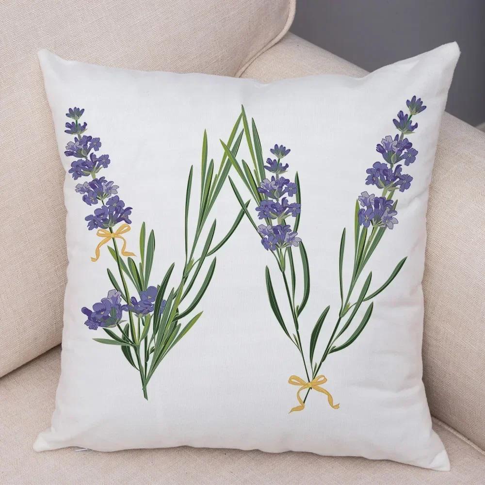 Lavender Letter Cushion Cover Sofa Home Car Decoration Living Room Bedroom Pillowcase 45X45Cm Pillowcase