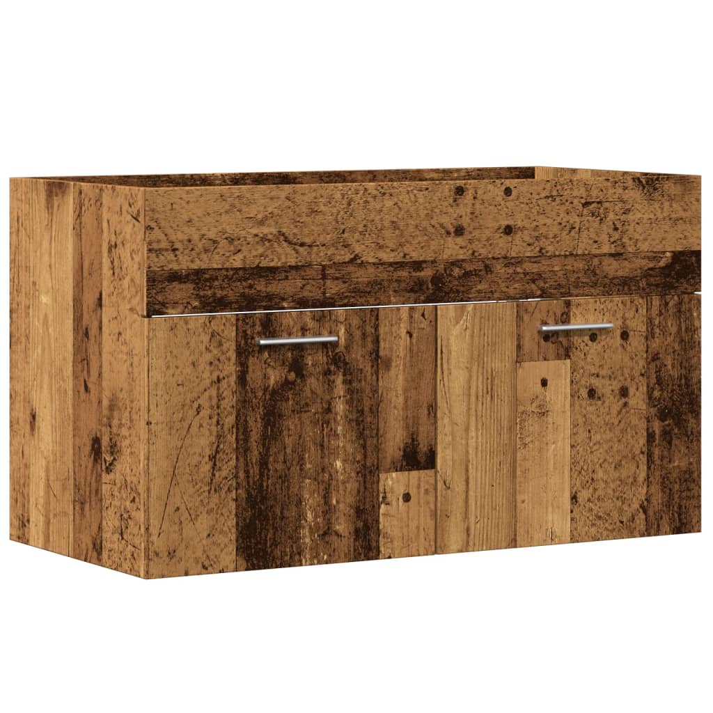 Washbasin Cabinet with Rustic Wood Look 90 X 38.5 X 46 Cm Particleboard