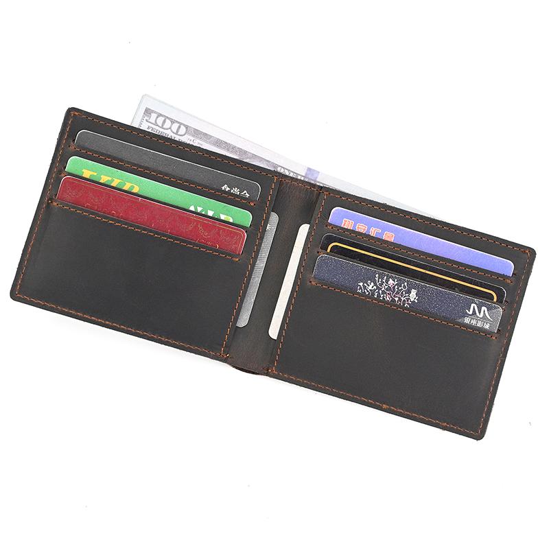 Crazy Horse Leather Men's Short Wallet Gift For Men Male Brand Designer Mans Coin Purse Retro Fashion Men Slim Card Purse Thick