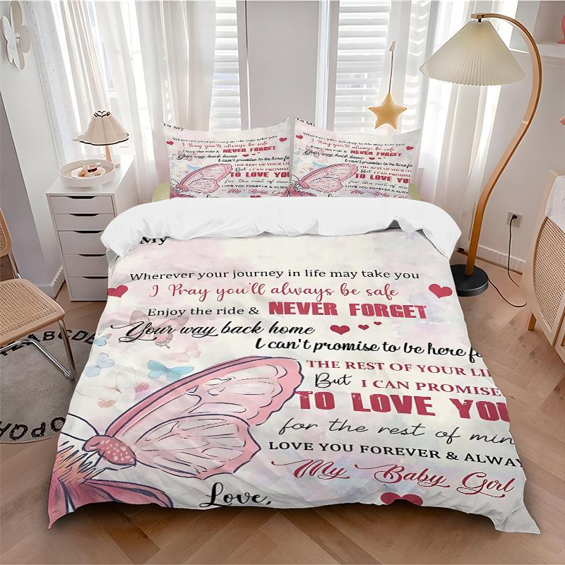 3pcs To My Granddaughter Bedding Set, Includes 1 Quilt Cover and 2 Pillowcases, Comfortable Bedding with Stylish Design for Bedroom