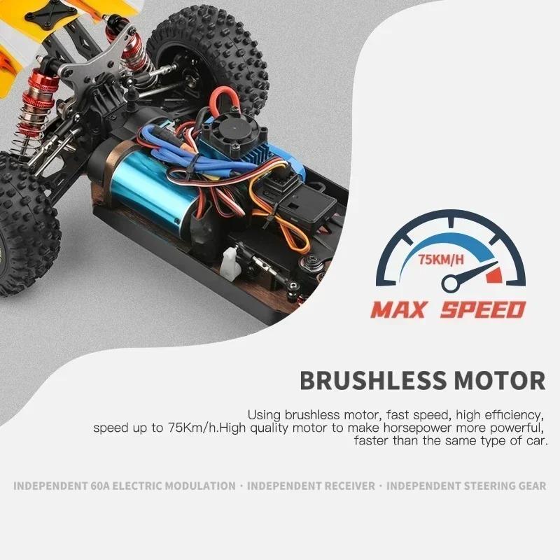 WLtoys 144010 144001 75KM/H 2.4G RC Car Brushless 4WD Electric High Speed Off-Road Remote Control Drift Toys for Children Racing