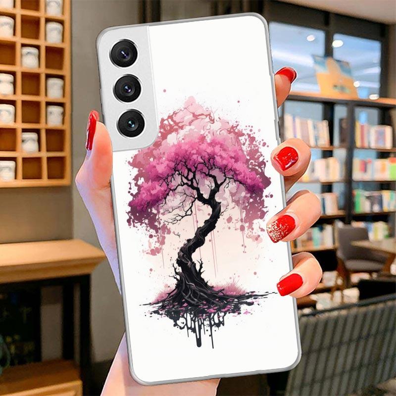 Cherry Blossom Tree Cover Phone Case For Samsung Galaxy S26 S25 Edge S24 Ultra S23 S22 Plus S21 S20 FE Soft Fundas Shell Galaxy
